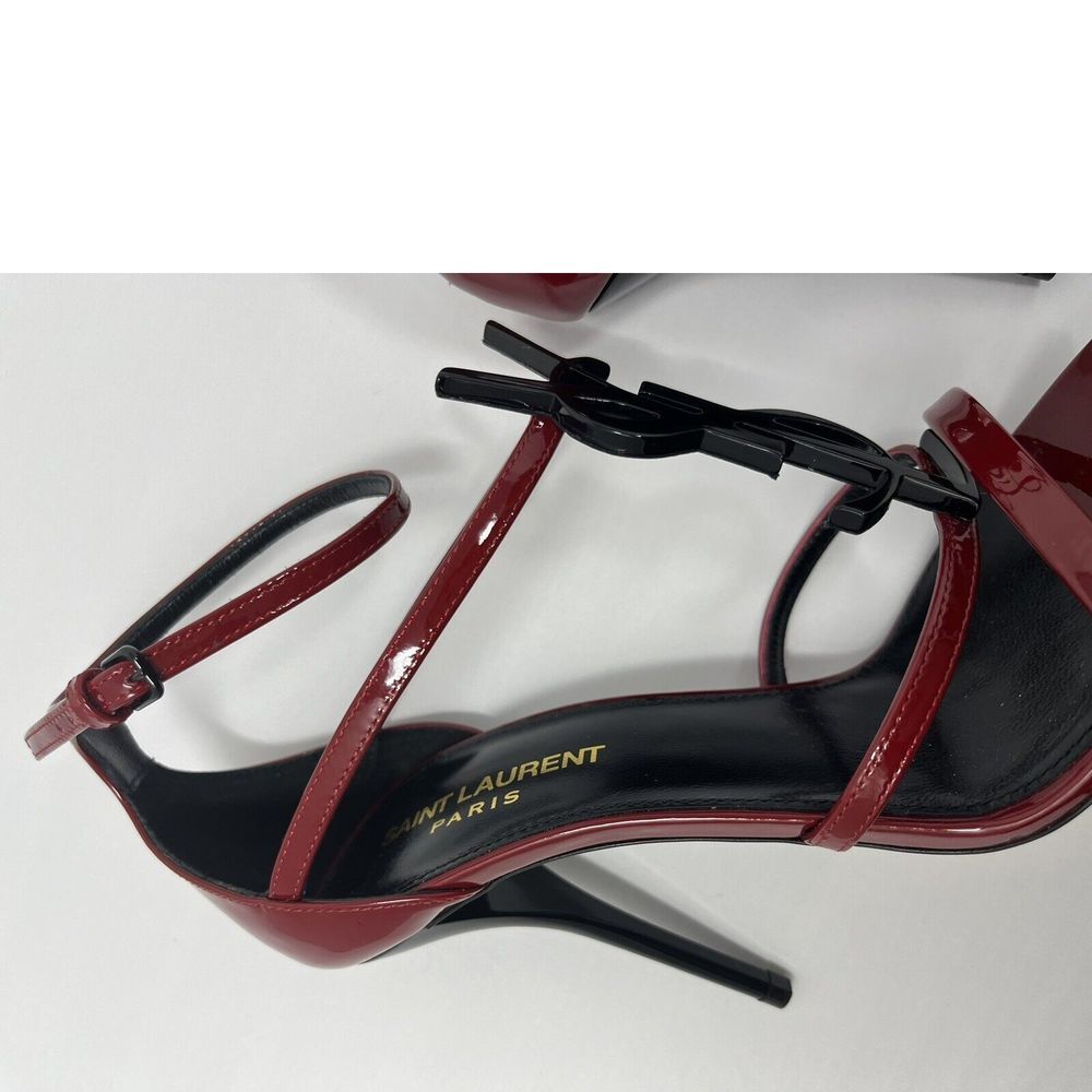 CASSANDRA YSL Saint Laurent Red Hot Patent Leather Stiletto Sandals EU 40 US 10 - Picture 8 of 15